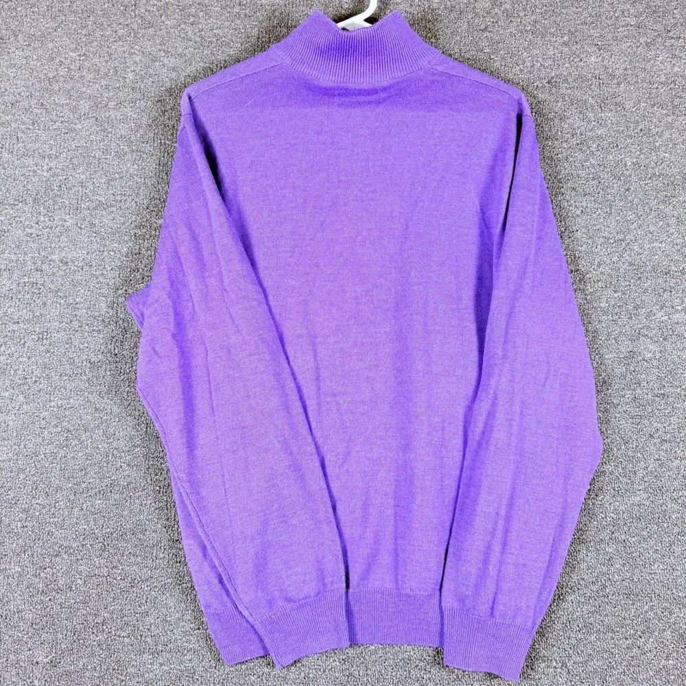 Polo Golf Ralph Lauren Purple 100% Merino Wool Quarter Zip Sweater Mens Large
